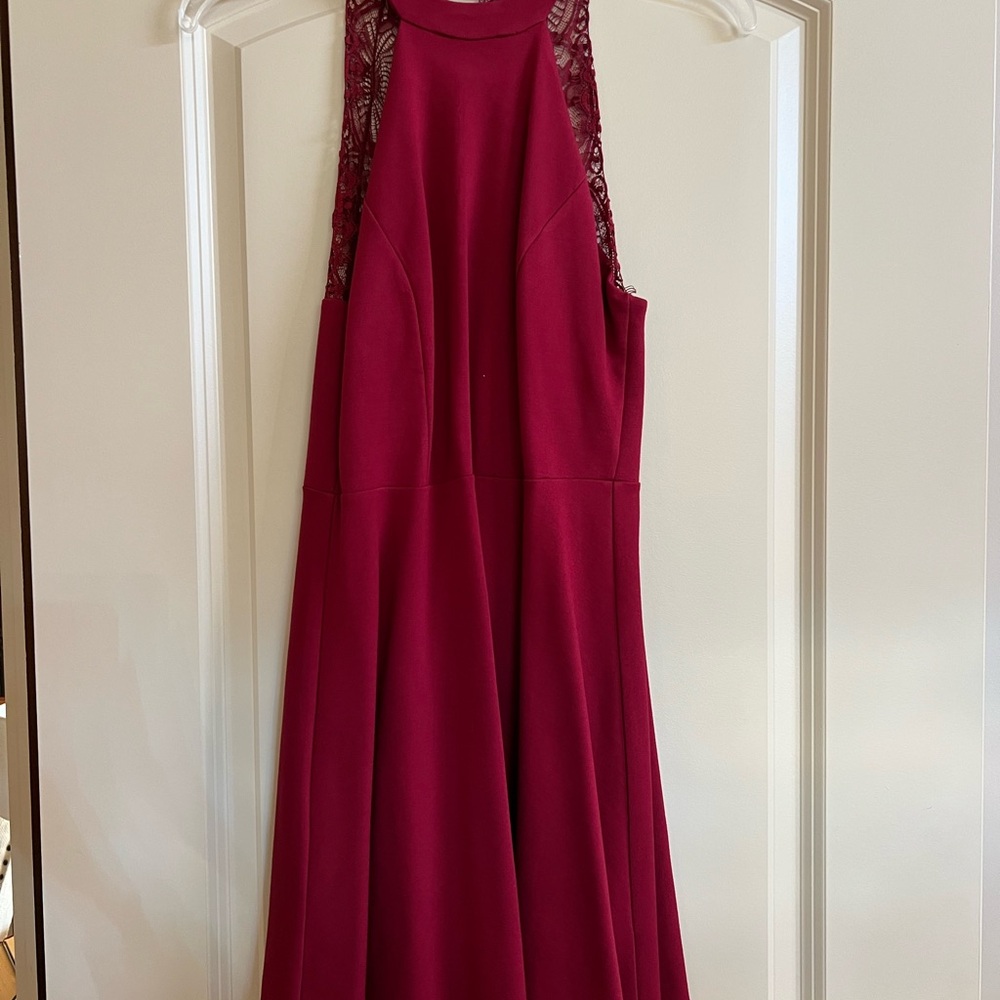 Lulu's Burgundy Lace Midi Dress
